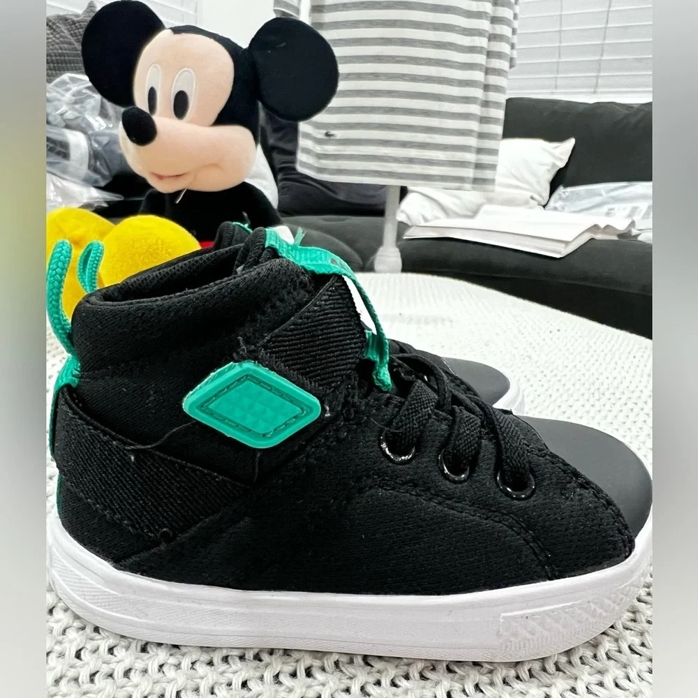 Converse Kids' Black and Teal High-Top Sneakers